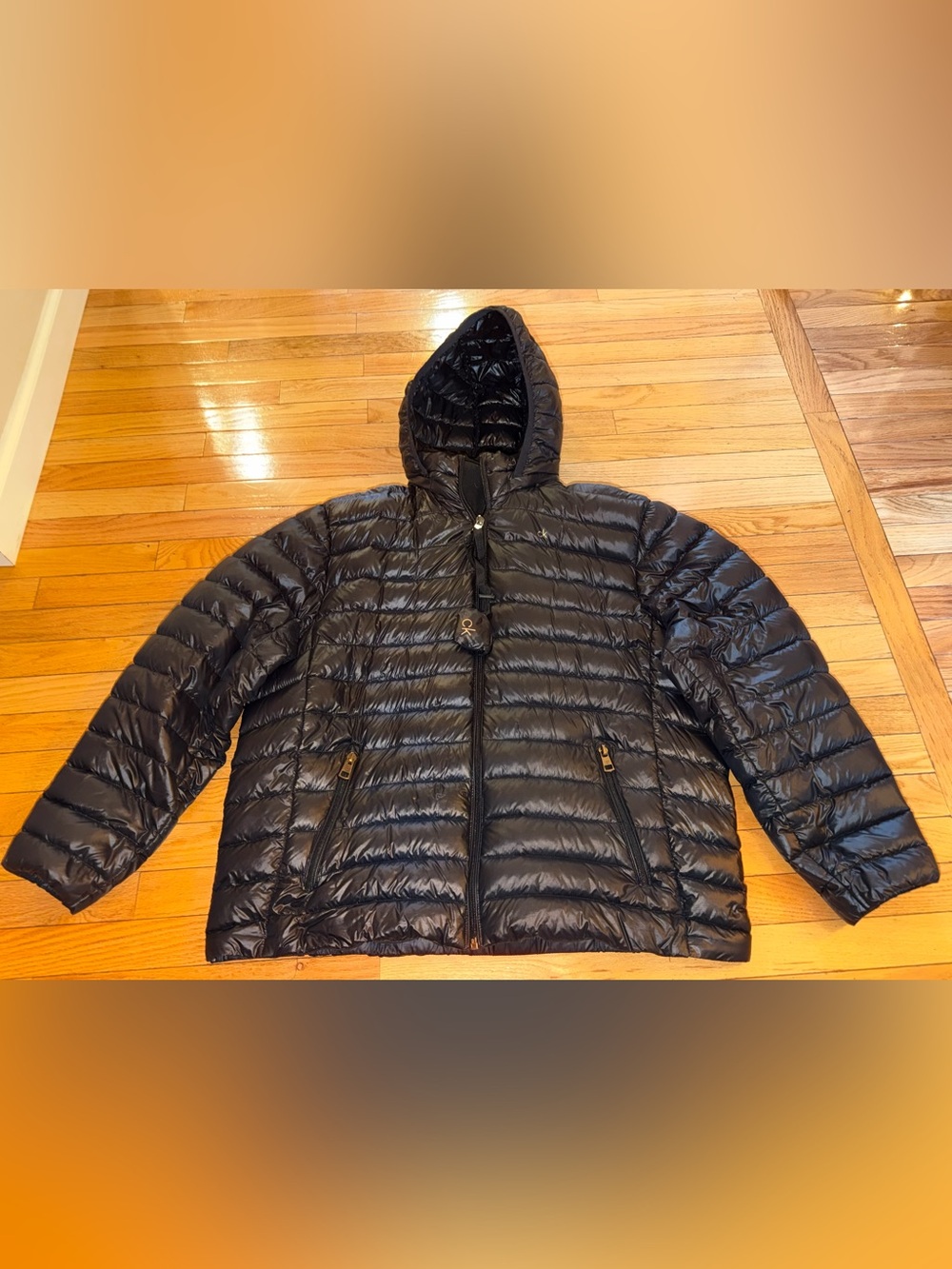 Calvin Klein Black Packable Puffer Hoody Down Jacket CM812948 Men’s XXL